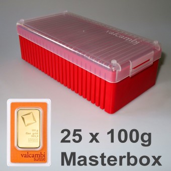 Goldbarren 25x 100g VALCAMBI (Masterbox) 