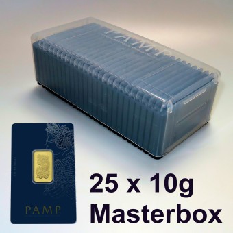 Goldbarren (25x 10g) "Fortuna" PAMP, Masterbox 
