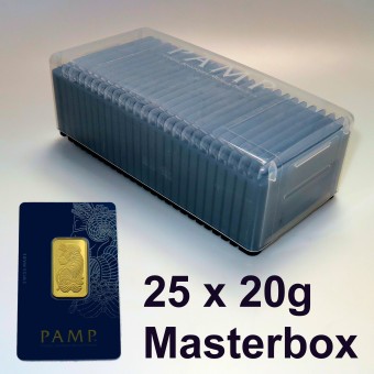 Goldbarren (25x 20g) "Fortuna" PAMP, Masterbox 