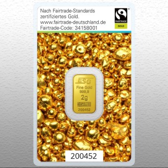 Goldbarren 2g "Fairtrade Gold" (999,9 Au), Blister 