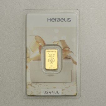 Goldbarren 2g HERAEUS (Geschenkmotiv) 