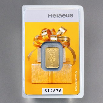 Goldbarren 2g "Kinebar" (Geschenkmotiv) HERAEUS 