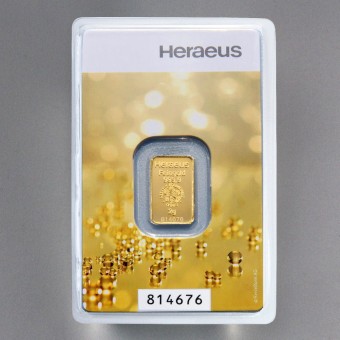 Goldbarren 2g "Kinebar" (Goldperlenmotiv) HERAEUS 