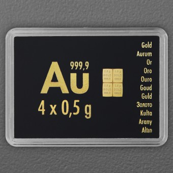 Goldbarren 4 x 0,5g "Au International" (Motivbox) 