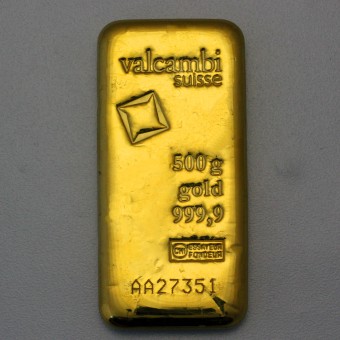 Goldbarren 500g VALCAMBI, gegossen 