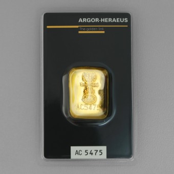 Goldbarren 50g Argor-Heraeus, gegossen 