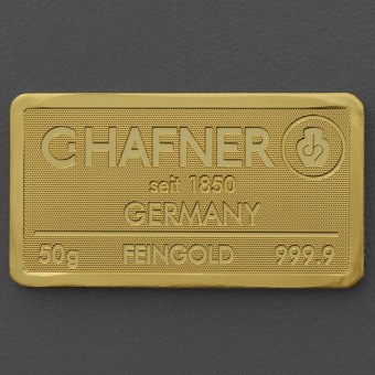 Goldbarren 50g C.HAFNER - "Resale" 