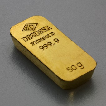 Goldbarren 50g DEGUSSA (alte Form) 