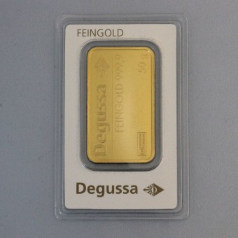 Goldbarren 50g DEGUSSA, im Blister 