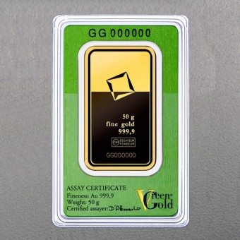 Goldbarren 50g "Green Gold" VALCAMBI (999,9 Au) 