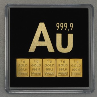 Goldbarren 5g "Gold im Quadrat" (Motiv) 