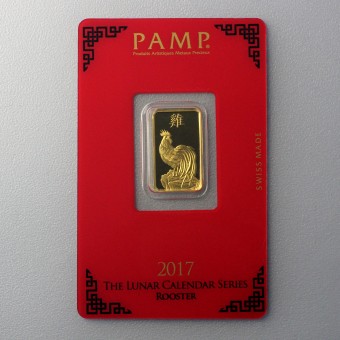 Goldbarren 5g "Hahn 2017" Lunar PAMP 