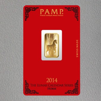 Goldbarren 5g "Pferd 2014" Lunar PAMP 