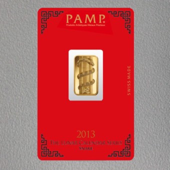 Goldbarren 5g "Schlange 2013" Lunar PAMP 