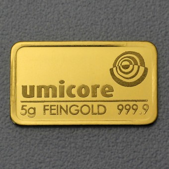 Goldbarren 5g UMICORE, geprägt 