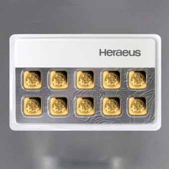 Goldbarren "Multi-CARD" (10x 1g Au) HERAEUS 