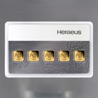 Goldbarren "Multi-Card" (5x 1g Gold) HERAEUS 