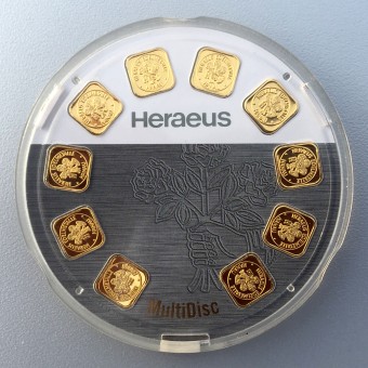 Goldbarren "Multi-Disc" (10x 1g Gold) HERAEUS 