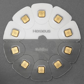 Goldbarren "MultiDisc" (10x 1g Gold) HERAEUS 