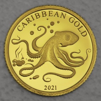 Goldmünze 0,5g "Caribbean Octopus" 2021 (Barbados) 