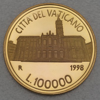 Goldmünze "100000 Lire 1998" Basilika S. Maria Maggiore (Vatikanstadt)