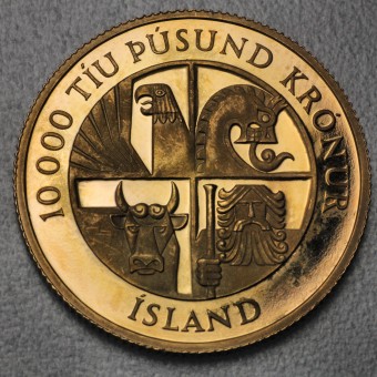 Goldmünze "10000 Kronur 1974" (Island) 
