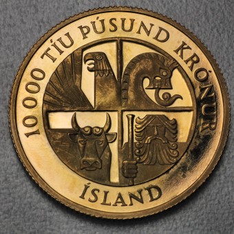 Goldmünze 10000 Kronur 1974 (Island)