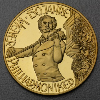 Goldmünze 1000 Schilling "Johann Strauß" 1992 (PP) 150 Jahre Wiener Philharmoniker (Österreich)