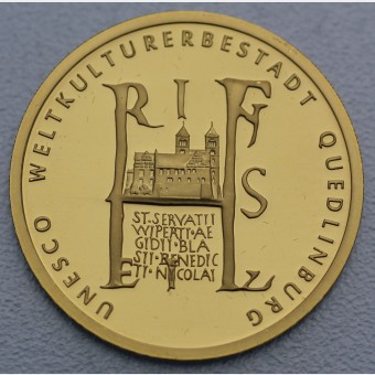 Goldmünze "100Euro BRD 2003 Quedlinburg" Unesco-Weltkulturerbe