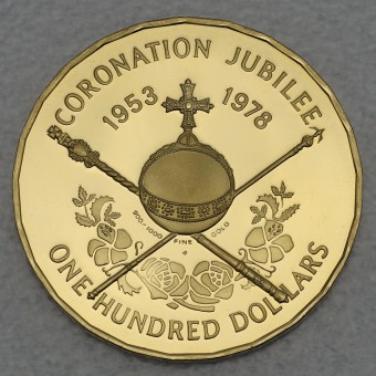 Goldmünze 100 Dollar "Coronation Jubilee" 1978 (Britische Jungferninseln)