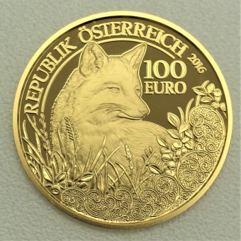 Goldmünze "100 Euro-2016 Fuchs" (Österreich) Wildtiere Österreich