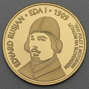 Goldmünze "100 Euro" 2009 Rusjan Motorflug (Slowenien)