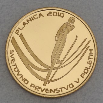 Goldmünze "100 Euro" 2010 Skiflug Weltmeisterschaft Planica (Slowenien)