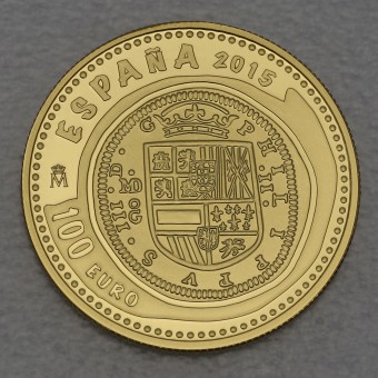 Goldmünze 100 Euro "2 Escudos" 2015 Ceca Madrid 1615 (Spanien)