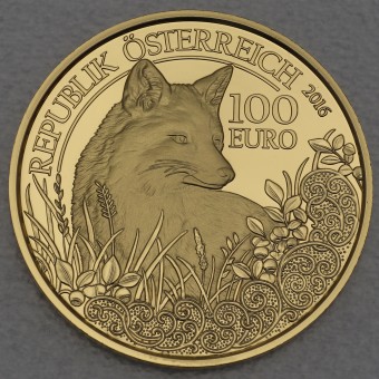 Goldmünze 100 Euro "Fuchs" 2016 Unseren Wildtieren auf der Spur (Österreich)