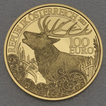 Goldmünze 100 Euro "Rothirsch" 2013 Unseren Wildtieren auf der Spur (Österreich)
