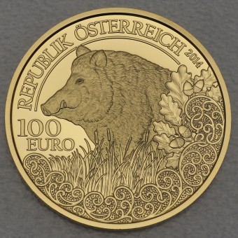 Goldmünze 100 Euro "Wildschwein" 2014 Unseren Wildtieren auf der Spur (Österreich)