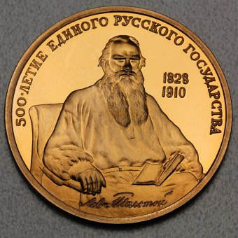 Goldmünze "100 Rubel/CCCP 1991-Tolstoi" 