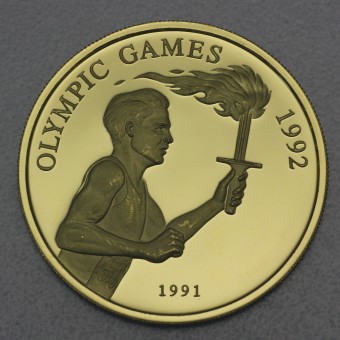 Goldmünze 100 Tala "Fackelläufer" 1991 Olympic Games 1992 (Samoa)