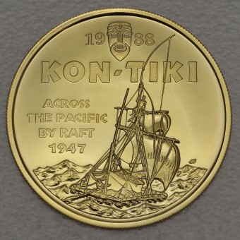 Goldmünze 100 Tala "Kon-Tiki" 1988 (Samoa)