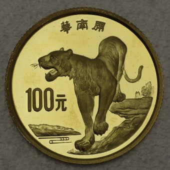 Goldmünze "100 Yuan 1989 Chinese Tiger" (China) 