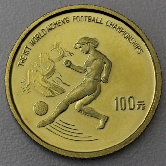 Goldmünze "100 Yuan 1991 Womens Football" (China) 