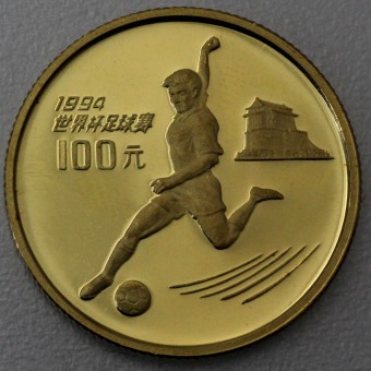 Goldmünze "100 Yuan 1993 Fußball" (China) 