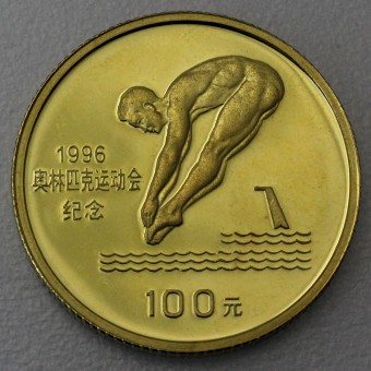 Goldmünze "100 Yuan 1995 Wasserspringer" (China) 