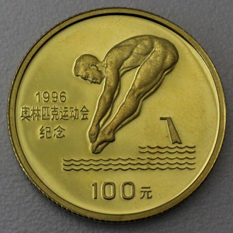 Goldmünze "100 Yuan 1995 Wasserspringer" (China) 