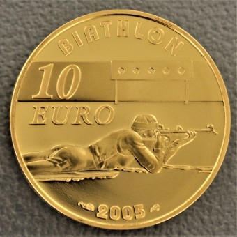 Goldmünze "10 Euro-2005 Biathlon" (Frankreich)  