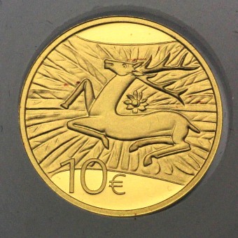 Goldmünze "10 Euro 2009" Hirsch des Refugium der Orvaler Abtei (Luxemburg)