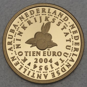 Goldmünze 10 Euro "Selbstständigkeit" 2004 50 Jahre nationale Autonomie (Niederlande)