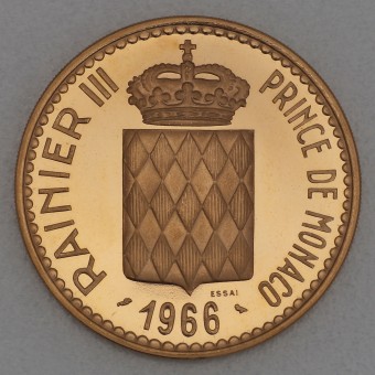 Goldmünze 10 Francs "Fürst Rainier III" 1966 (Monaco)