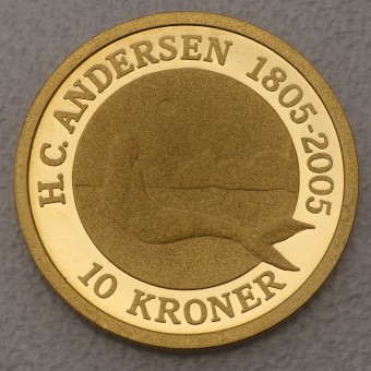 Goldmünze 10 Kronen "Kleine Meerjungfrau" 2005 Hans Christian Andersen (Dänemark)